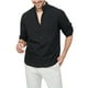thumbnail image 1 of Camisa informal para hombre: color liso, imitación algodón y lino, manga larga, algodón, para todas las estaciones, tallas S-XXXL (contorno de pecho 110-135 cm), 1 of 4