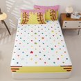 thumbnail image 4 of Homewish Cartoon Baseball Gaming Zipper Twin Comforter Sets with Fitted Sheet and 2 Pillowcases, Ice Cream Drip Zipper Bedding Set, Polka Dots Reversible, 4 Pieces, 4 of 6