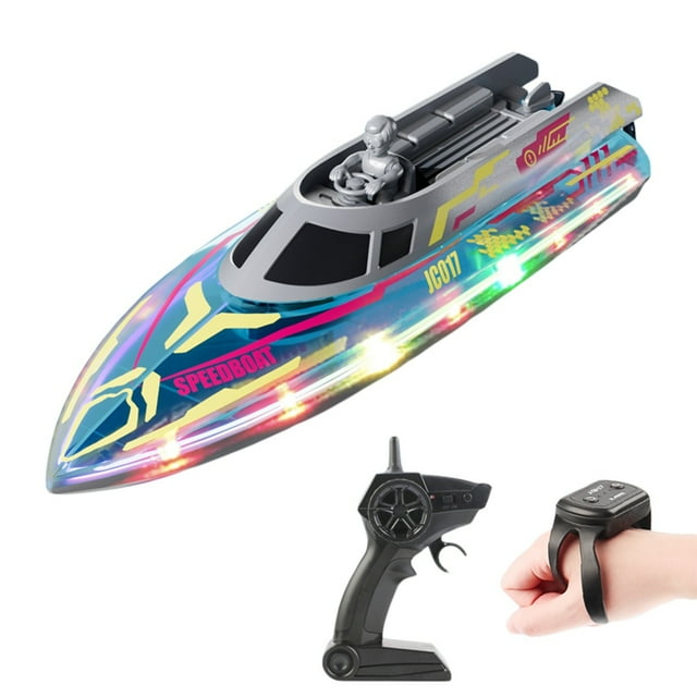 Remote Control Boat With 2.4G Control High Speed LED Lights For Outdoor Pool Durable And High Performance Toy For Ages 7 And Up Senior Universal Remote Control Light Remote Control Small Remote