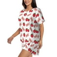 thumbnail image 2 of Bingfone Strawberry Print Pajamas Sets for Women Soft Short-Sleeved Pjs with Lounge Shorts Two Piece Sleepwear, 2 of 8