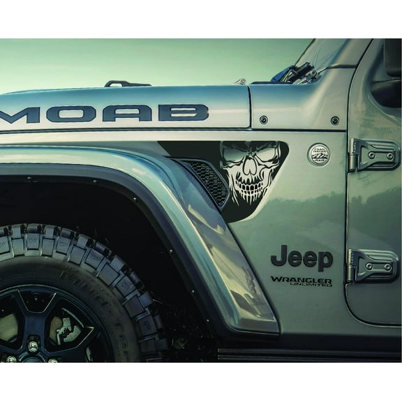 AnyStickerYouWant - Wicked Skull 6 Fender Vent Vinyl Decal Sticker Fits & Compatible with Jeep Wrangler JL/Jeep Gladiator JT 2018  Rare Wicked Skull 6 Print
