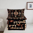 thumbnail image 5 of Homewish Boho Geometric Rhombus Twin Comforter Sets,Vintage Cabin Bedding Set,Brown Cream,Black Reversible,2-Piece,1 Comforter and 1 Pillowcase, 5 of 7