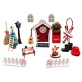 thumbnail image 2 of Mini Christmas Village Set - 12 Piece Cabin Decor with Miniature Trees & Figures for Holiday Displays, 2 of 7