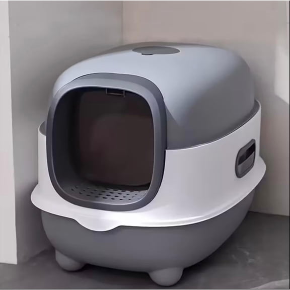 Cat Litter Box with Scoop & Drawer, Enclosed Odorless and Leak-Proof, Indoor Outdoor Use