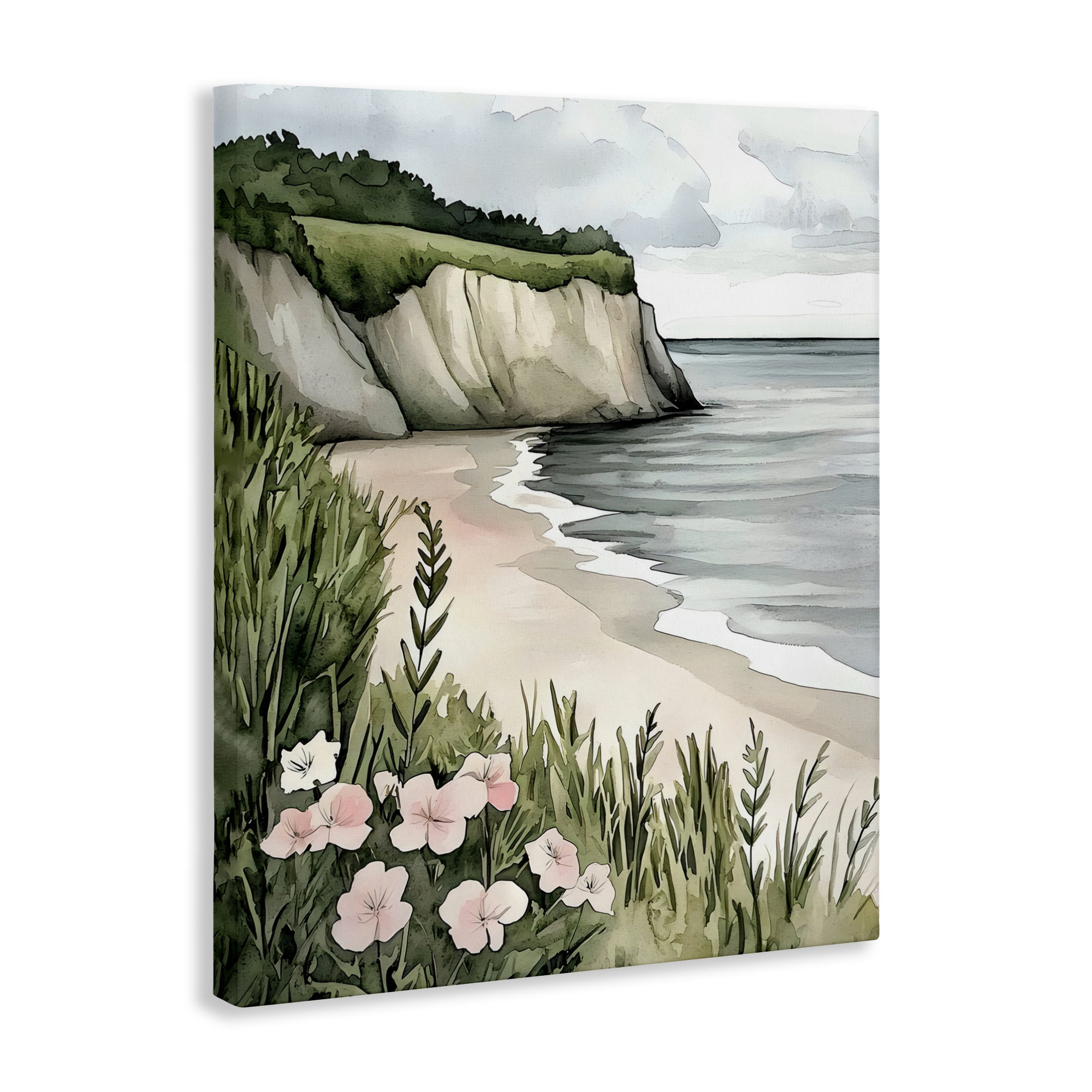 Stupell Industries Coastal Calm with Floral Blooms Canvas Wall Art, design by Riley B