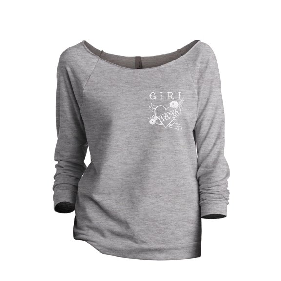 Girl Mama Tattoo Art Women's Fashion Slouchy 3/4 Sleeves Raglan Lightweight Sweatshirt Sport Grey Medium