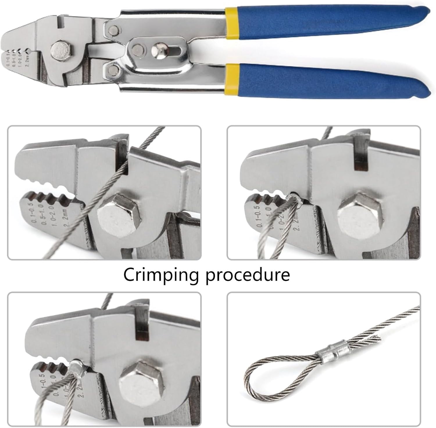 10" Wire Rope Crimping Tool, Industrial High Carbon Steel Swaging Tool for Aluminum Sleeves, Fishing Rigging