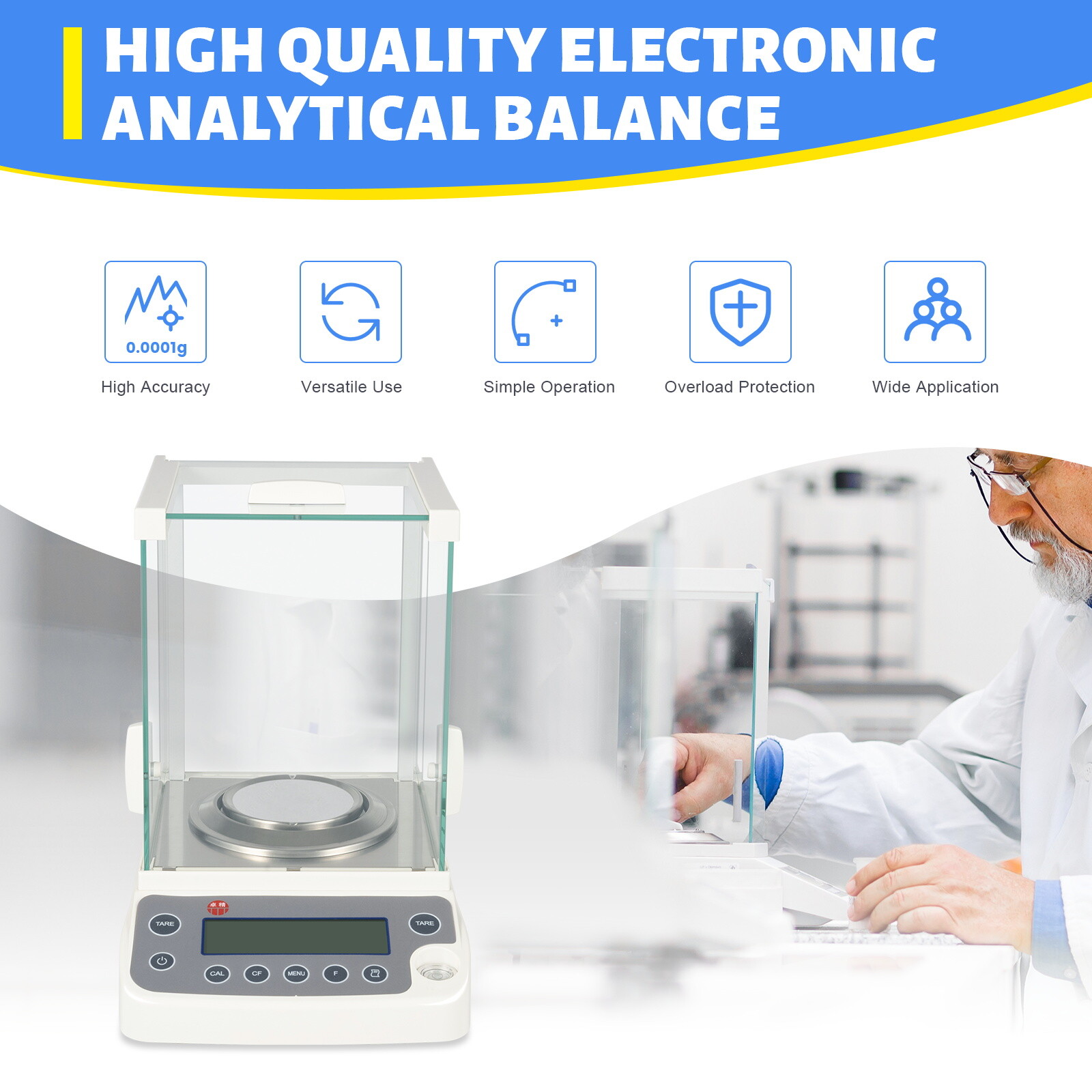 Analytical Balance Lab Scale Electronic Precision Scale120g x 0.0001g 0.1mg Digital Precision with Pan 110V