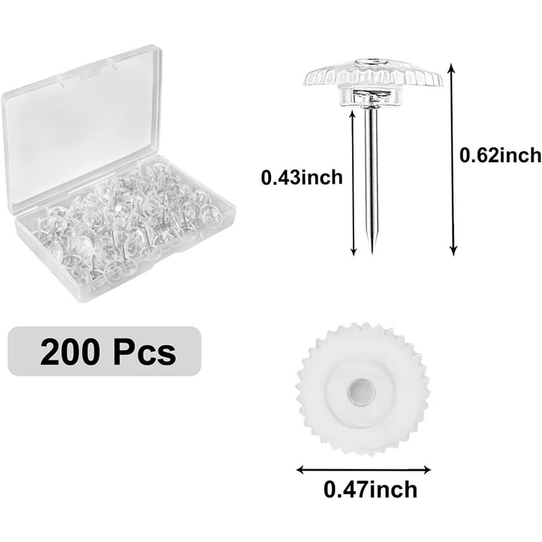 100pcs Plastic Clear Push Pins - Steel Point & Transparent Flat Heads for  Cork Boards, Wall Hangings & Bulletin Boards