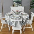 thumbnail image 2 of Round Waterproof Tablecloth 60×60 Inch, Boho Style Reusable Indoor/Outdoor Durable Table Cover for Party Kitchen Dinner Room Decor, 2 of 6