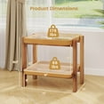 thumbnail image 3 of Costway 1 PCS End Table with Tempered Glass Top Acacia Wood Legs Rattan Storage Shelf, 3 of 9