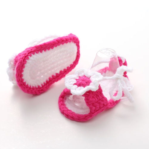 Infant Kid Toddler Flower Wool Crochet Knit Shoes Baby Crib Cack Girl Prewalkers 