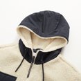 thumbnail image 4 of bossini Ladies Hooded Two Tone Blocking Jacket in Sherpa Fleece Zipped Outerwear Winter Coat with Pockets , L, 4 of 10