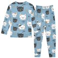 thumbnail image 2 of Dailycode Cotton Pajama Set Snug Fit Long Sleeve Top and Pants for 18M-8Y Sleeping Cat Faces, 2 of 7