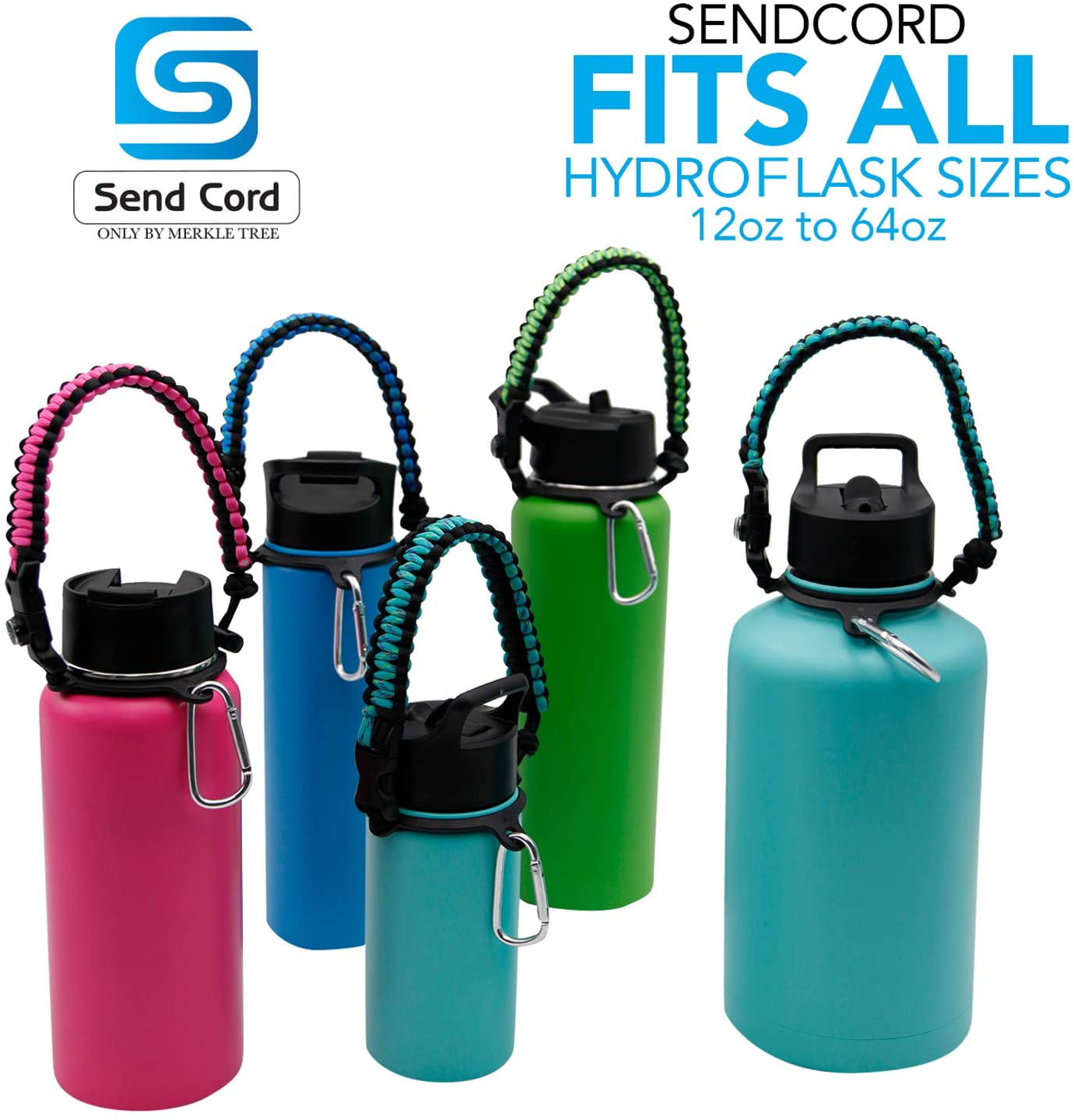 iLVANYA 2.0 Paracord Handle Compatible with Hydro Flask 2.0 Wide Mouth  Water Bottle 12 oz 16 oz 18 oz 20 oz 32 oz 40 oz 64 oz，Perfect for Daily