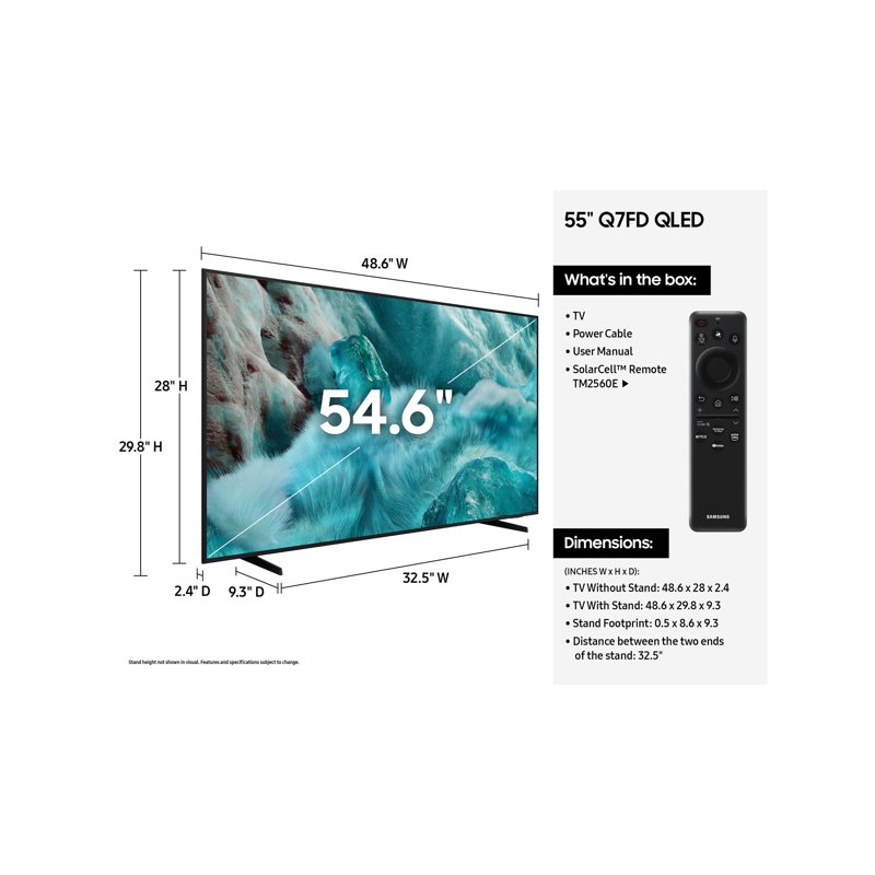 Samsung 55" Class QLED Q7FB 4K Samsung Vision AI Smart TV 2025 - QN55Q7FBAFXZA display and camera view