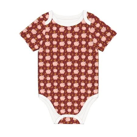 

Matuu Cute Pig with Coins for Baby Short-Sleeve Bodysuit Soft Cotton Comfortable and Breathable Perfect for Newborns and Infants