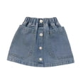 thumbnail image 2 of GiLiling Denim Skirts for Girls Mini Skirt Elastic Waist A-Line Skirt with Large Pockets and Decorative Buttons for Casual Everyday Wear (Blue, 6-7 Years), 2 of 6
