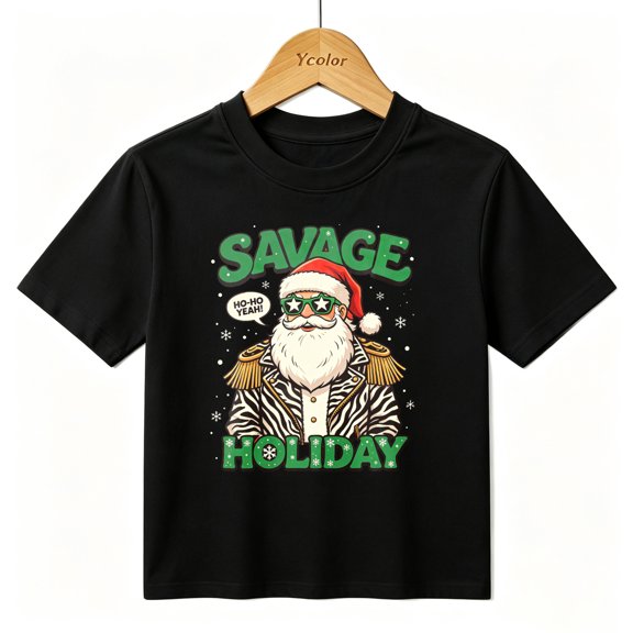 Boys Graphic T-Shirt Funny Santa Christmas Kids Tees 100% Cotton Short Sleeve Tops Ages 4-13Y