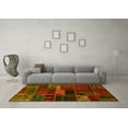 thumbnail image 3 of Ahgly Company Machine Washable Indoor Square Oriental Yellow Modern Area Rugs, 3' Square, 3 of 4