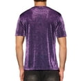 thumbnail image 3 of INSPIRE CHIC Sheer Mesh T-Shirts for Men's Short Sleeves Tee Shiny Metallic Glitter T-Shirt L Purple, 3 of 6