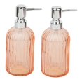 thumbnail image 3 of Dispensador de jabón con bomba de vidrio de 2 piezas, botella dispensadora de jabón, botella vacía de loción naranja, 3 of 9