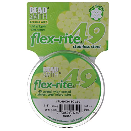 El Beadsmith Flex-Rite Nylon Recubierto de 49 hilos, Acero Inoxidable
