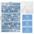 thumbnail image 5 of Blue Coastal Kitchen Towels Set of 2, Water Absorbent Dish Towel, Summer Ocean Waves Ombre Sea Starfish Decorative Hand Towels - Quick Drying Cloth for Cooking Baking, 18x28 Inch, 5 of 8