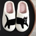thumbnail image 5 of Slippers for Women Fuzzy Cats Pattern Slip On Indoor House Slippers Bedroom Slippers Fluffy Winter House Shoes Warm Slippers Women Slippers for Home White 37, 5 of 9