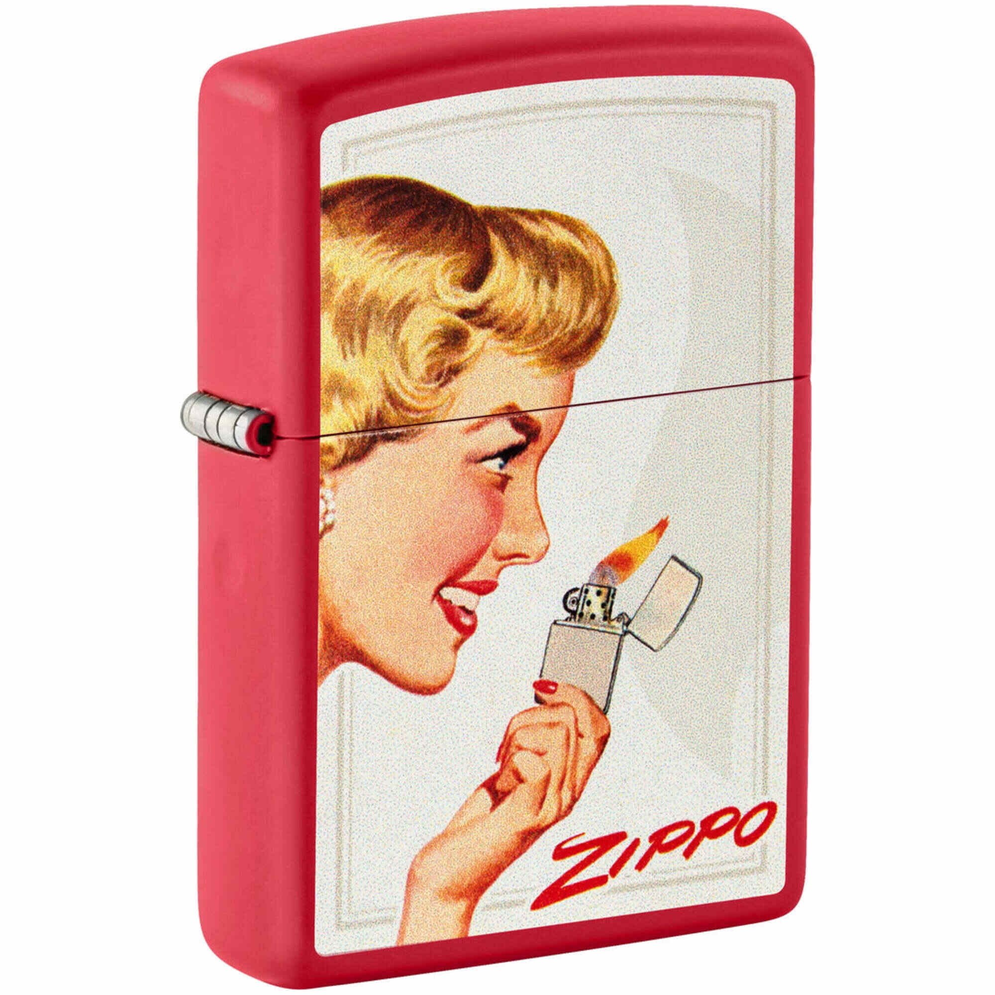 Zippo 46295 Vintage Ad Matte Black and Red Pocket Lighter Set