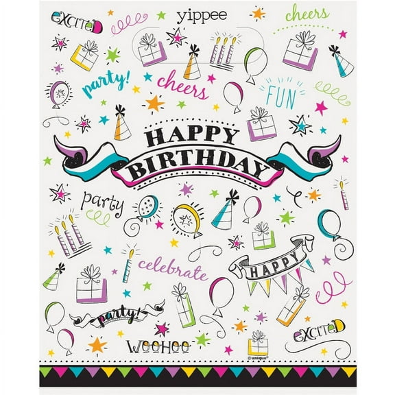 Unique Industries Doodle Happy Birthday Favor Bags, Pack of 8, Letter Print