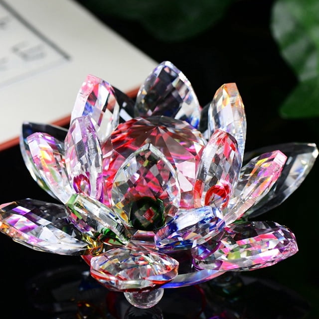 TIMIFIS Fake Plant Lotus Crystal Glass Figure Paperweight Ornament Feng Shui Decor Collection Office Decor - Fall Savings Clearance
