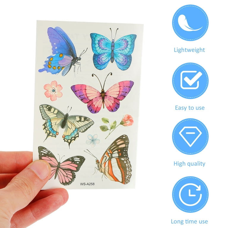 20 Sheets Butterflies Tattoos Waterproof Sticker Fake Butterfly Transfer  Stickers Woman 