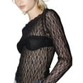 thumbnail image 5 of Women Y2k Lace See Through Long Sleeve Tees Sexy Slim Fitted Crop Top Solid Color Stretchy Fashion Shirts Outfit, 5 of 6