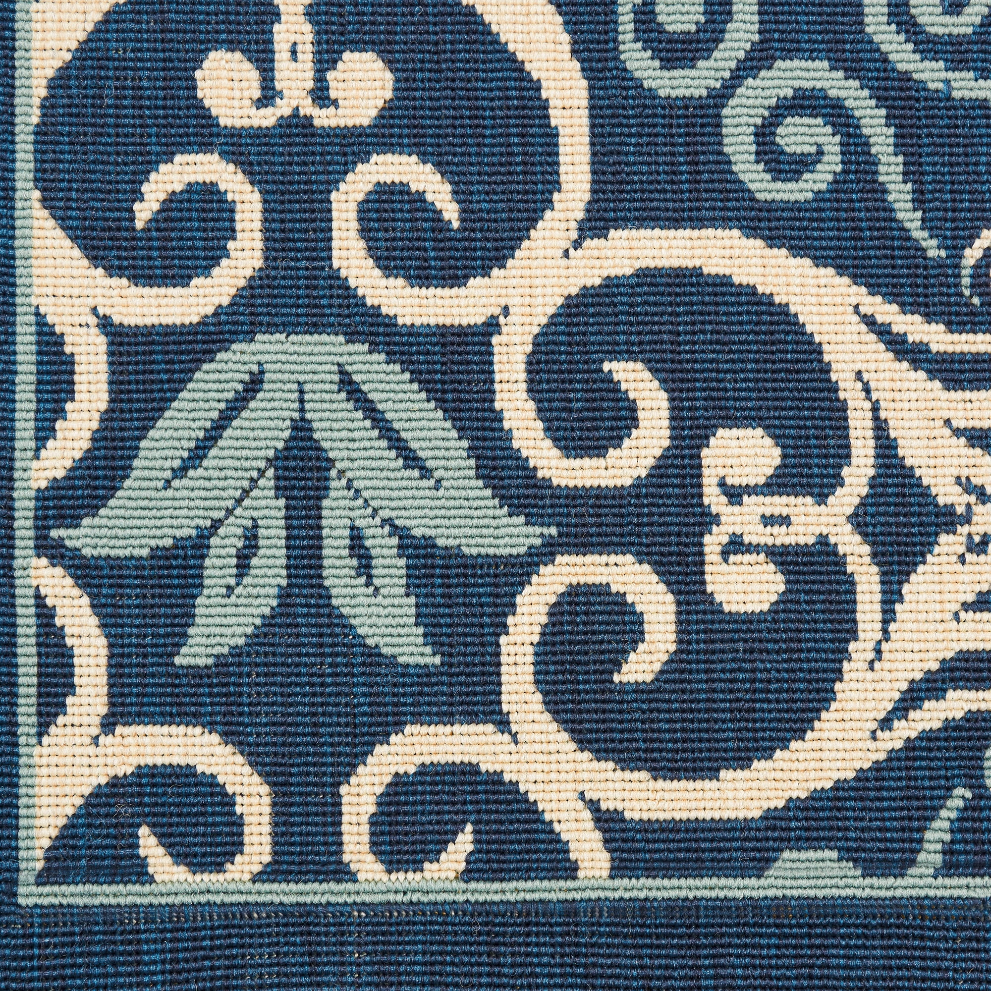 Nourison Caribbean Indoor/Outdoor Geometric Floral Navy 6'7" x 9'6" Area Rug, (7' X 10')