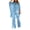 Sky Blue, variant on Homenesgenics Womens Pajama Sets Oversized Solid V-neck 3/4 Sleeve Pullover Shirt Tops Pants Trousers Set