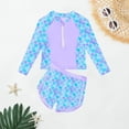 thumbnail image 5 of HUANBAI Summer Girls Swimwear Two Piece Rash Guard With Gradient Scale Print And Front Zip Long Sleeve Beach 6-7 Years, 5 of 5