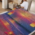 thumbnail image 2 of Creowell Wicked Dreamy Beach Blanket, ,Cozy   Throw with Coastal Sunset Lantern Ocean Wave Design,Soft Lightweight Gifts Blankets for Women,Sofa Bed Travel Living Room Decor 30*40in, 2 of 7