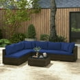 thumbnail image 3 of GVN Backyard Furniture Sets,Outdoor Furniture Sets,7 Pieces Patio Rattan Furniture Set with Sectional Sofa Cushions-Navy, 3 of 11
