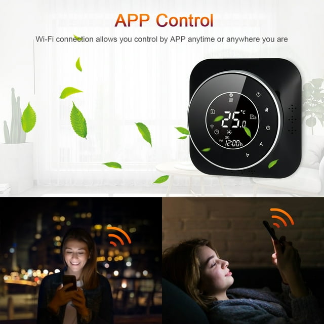Amdohai Thermostat Intelligent Wi-Fi 95-240V Thermostat Programmable 5+1+1 Six Périodes Commande Vocale par Application Rétroéclairage LCD Eau