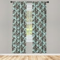 thumbnail image 3 of Ambesonne Art Nouveau Curtains, Vintage Damask, Pair of 28"x84", Seal Brown and Pale Blue, 3 of 5