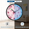 thumbnail image 5 of Voice Activated Clock with Glow Light 12 Inch Large Silent Wall Clock Battery Operated for Home Decor Bows and Hearts Pattern, 5 of 8