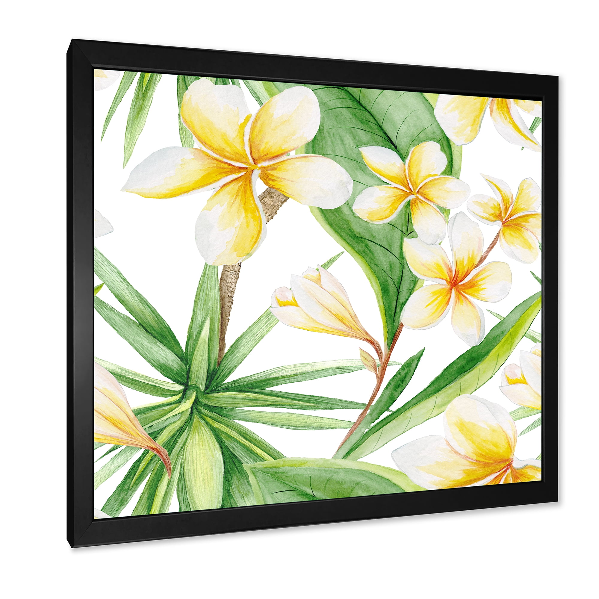 Designart 'Yellow Flowers and Tropical Foliage X' Traditional Framed Art Print
