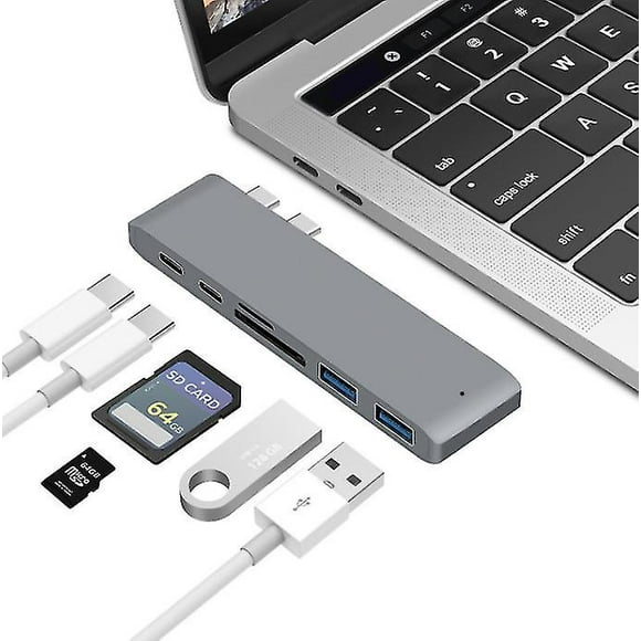 Concentrador tipo C, concentrador 5 en 1, concentrador 6 en 1, concentrador para MacBook, divisor USB-C a HDMI