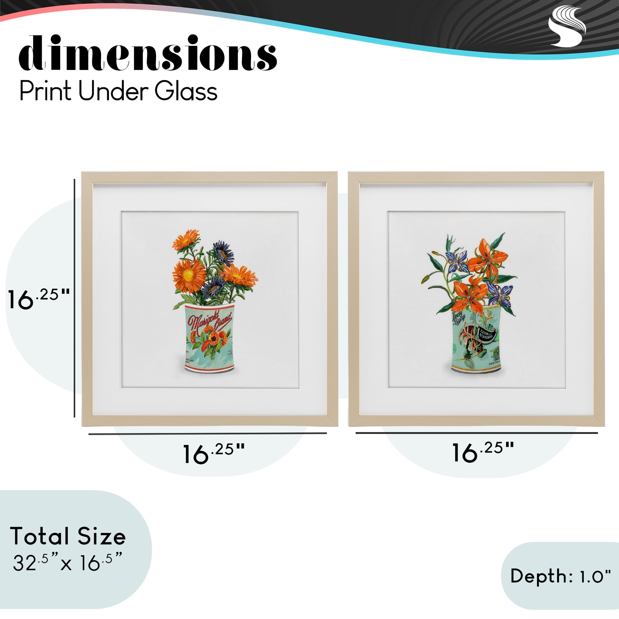 Stupell Industries Nostalgic Marigold & Lily Bouquets 2 Piece Birch Framed Print Under Glass Set, design by Val Rhodes
