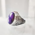 thumbnail image 6 of Purple Copper Turquoise Mans Ring, Natural Copper Turquoise, Silver Jewelry, 925 Silver Ring, Birthday Gift, Heavy Mens Ring, Arabic Design, Ottoman Style Ring, Christmas, Turkey Mens Signet Ring, 6 of 7