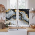 thumbnail image 2 of Black Golden Marble Kitchen Curtains, Modern Ink Painted Aesthetics Light Filtering Window Curtain Panels, 2Pcs Rod Pocket Window Treatments Set for RV Dining Room Study Room 42x54 Inches, 2 of 9