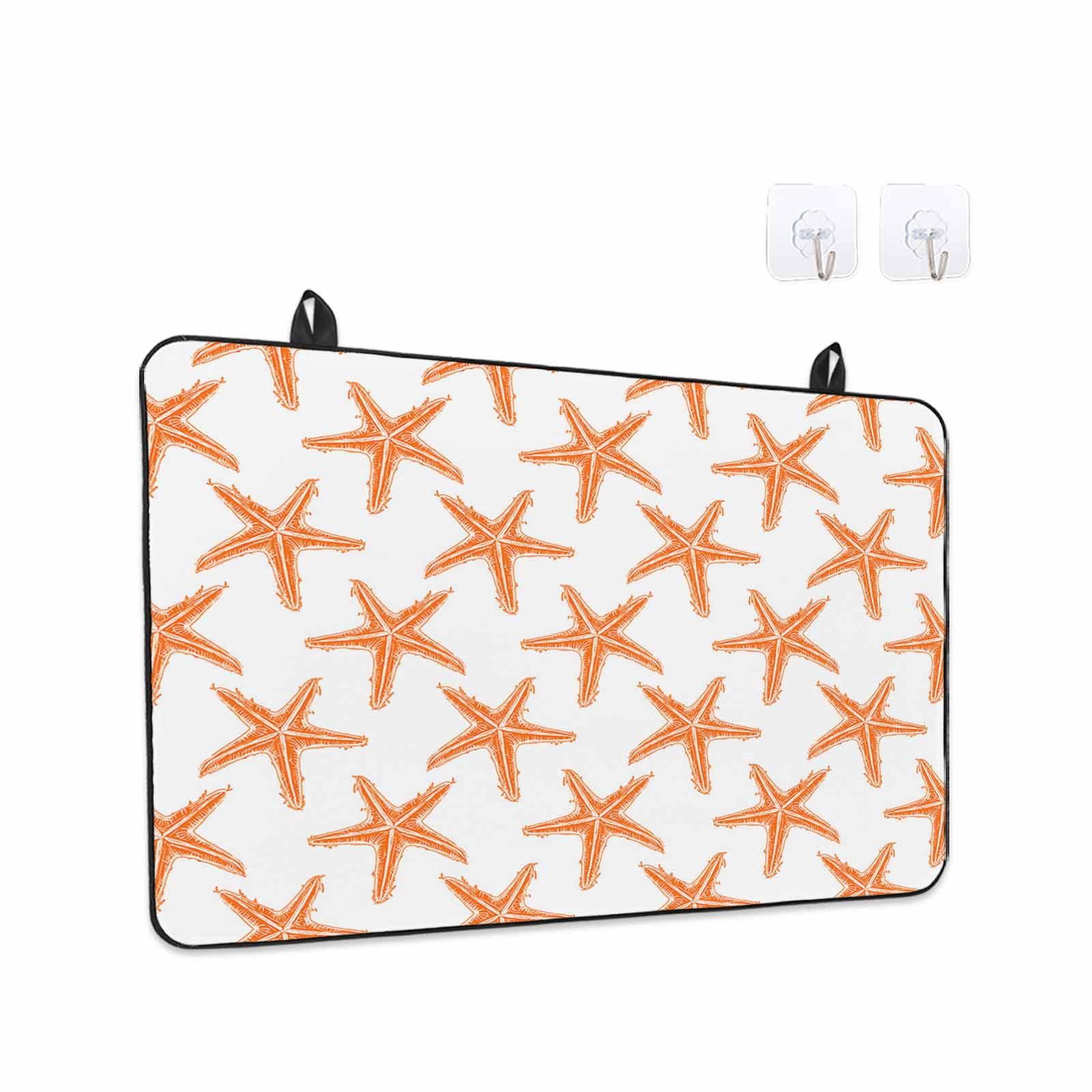 Orange Beach Starfish Stove Top Cover for Electric Stove, Heat-proof & Non Slip Glass Top Stove Cover Protector, Summer Ocean Nautical Coastal Kitchen Flat Cooktop Rubber Mat 24x21 Inches
