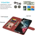 thumbnail image 4 of Njjex for Samsung Galaxy S22 Ultra（6.8"）Wallet Phone Case, Lanyard Flip Card Holder Slot Magnetic PU Leather Purse Kickstand Protective Case, Red, 4 of 7