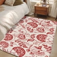 thumbnail image 2 of Farmhouse Red Floral Washable Area Rug 3 x 5 ft Linen Boho Flower Rustic Country , Soft Non Slip Rugs Stain Repellent Indoor Felt Carpet for Living Dining Room Bedroom Home Office, 2 of 9